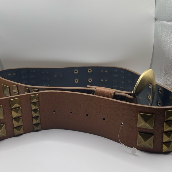 Brown Brass Studded Belt - Picture 8 of 13